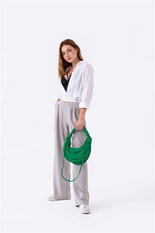 Yeşil Kadın Fitilli Baget Çanta